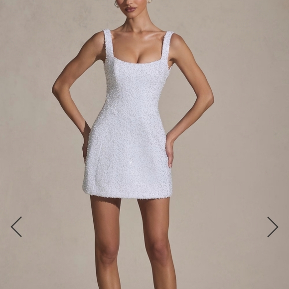 Oh Polly Dominique Embellished Structured A-Line Mini Dress - Picture 3 of 8